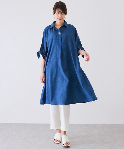 Jayro（ジャイロ）の「袖リボンワンピース（ワンピース・レディース・ブラック/グレー/ベージュ/グリーン/ネイビー/ブルー系/レッド系/イエロー/ダークグリーン/ワイン系/レンガ系・F）」の20枚目の写真