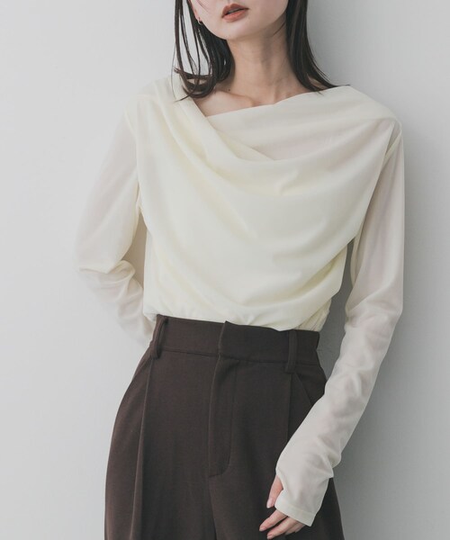 SENSE OF PLACE by URBAN RESEARCH(センスオブプレイスバイアーバンリサーチ)の「ベロアドレープトップ(その他トップス・レディース・IVORY/BROWN/CAMEL・One)」の1枚目の写真