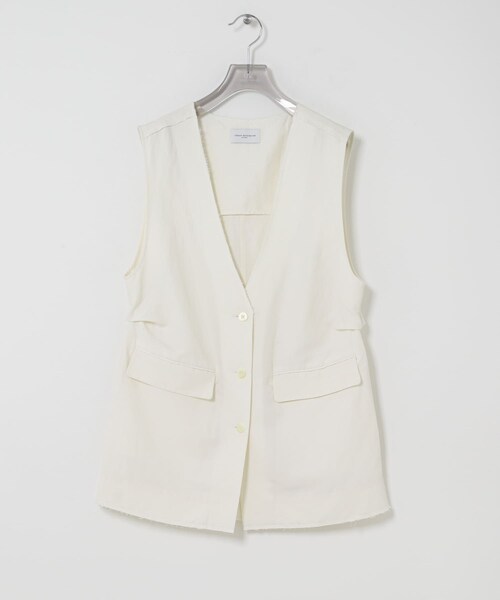 URBAN RESEARCH（アーバンリサーチ）の「new basic　SILK LINEN GILET（ベスト・レディース・WHITE/BLACK・Free）」の4枚目の写真