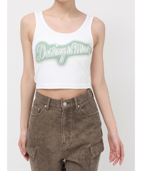 EVRIS（エヴリス）の「スプレーグラフィックタンクトップ（タンクトップ・レディース・ホワイト/グレー/カーキ・F）」の2枚目の写真