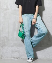 GEVS. | 大きいサイズライトオンスデニムワイドストレートパンツGEVS.(デニムパンツ)