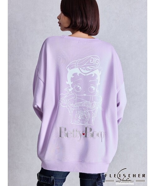 GYDA（ジェイダ）の「BETTY×GYDA GLITTER embroideryプルオーバー（スウェット・レディース・オフホワイト/ブラック/パープル・F）」の6枚目の写真