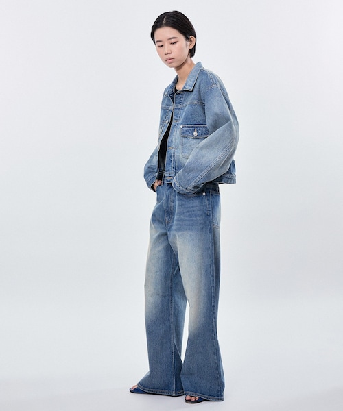 ADAM ET ROPE'(アダムエロペ)の「WASHED DENIM CROPPED JACKET(デニムジャケット・レディース・ブルー系・38/40/42)」の10枚目の写真