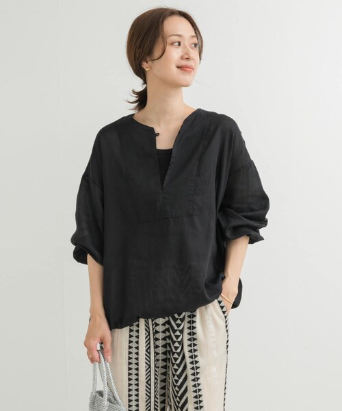 URBAN RESEARCH DOORS（アーバンリサーチドアーズ）の「リネンブレンドドロストチュニック（チュニック・レディース・OFF/NATURAL/INK BLK・M）」の18枚目の写真