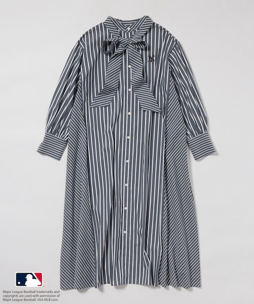 ROPE' PICNIC（ロペピクニック）の「【MLB COLLECTION BY JUN】リボンタイシャツワンピース（シャツワンピース・レディース・ネイビー/ブルー/サックス・38）」の4枚目の写真