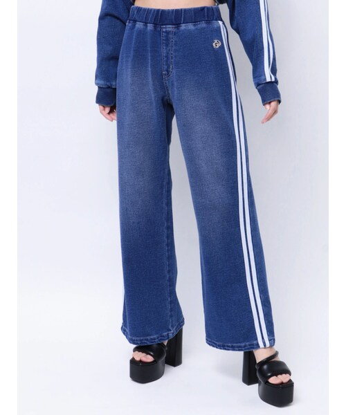 GYDA（ジェイダ）の「GD SIDE 2ラインカットデニムワイドパンツ
