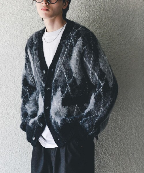SENSE OF PLACE by URBAN RESEARCH（センスオブプレイスバイアーバンリサーチ）の「アーガイルVネックカーディガン（ニット/セーター・メンズ・BLACK/BLUE/NAVY/BROWN・M/L）」の8枚目の写真