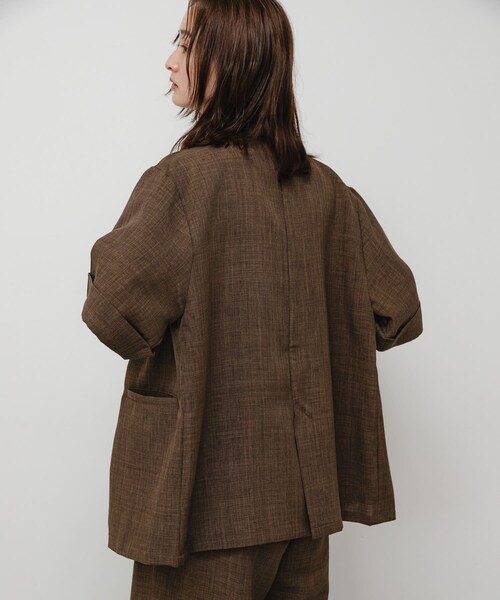 SENSE OF PLACE by URBAN RESEARCH(センスオブプレイスバイアーバンリサーチ)の「『WEB/一部店舗限定』スラブツイードハーフスリーブジャケット(テーラードジャケット・レディース・GREIGE/BROWN/BLACK・One)」の13枚目の写真