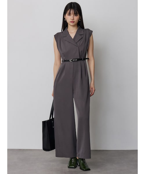 MURUA（ムルーア）の「デザインベルトワイドロンパース（つなぎ/オールインワン・レディース・グレー/ブルー/ベージュ・F）」の4枚目の写真