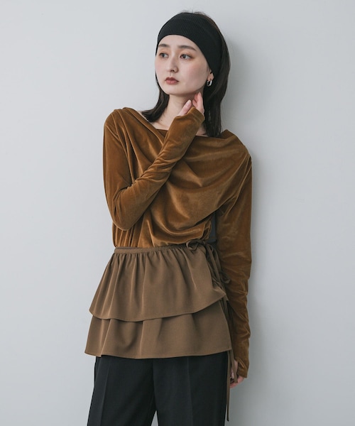 SENSE OF PLACE by URBAN RESEARCH(センスオブプレイスバイアーバンリサーチ)の「ベロアドレープトップ(その他トップス・レディース・IVORY/BROWN/CAMEL・One)」の3枚目の写真