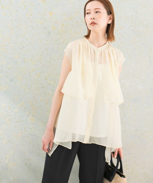 URBAN RESEARCH ROSSO（アーバンリサーチロッソ）の「グロッシーレイヤードブラウス（シャツ/ブラウス・レディース・CREAM/SAX/BRONZE・FREE）」の7枚目の写真
