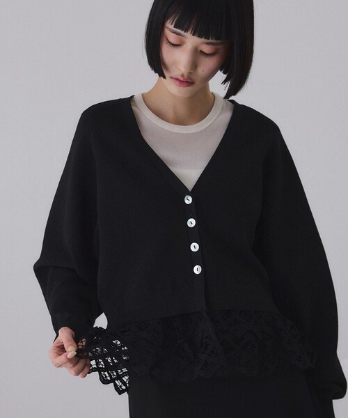 ADAM ET ROPE'（アダムエロペ）の「バテンレースコンビニットカーディガン（カーディガン/ボレロ・レディース・ブラック/ダークブラウン/キナリ・F）」の14枚目の写真
