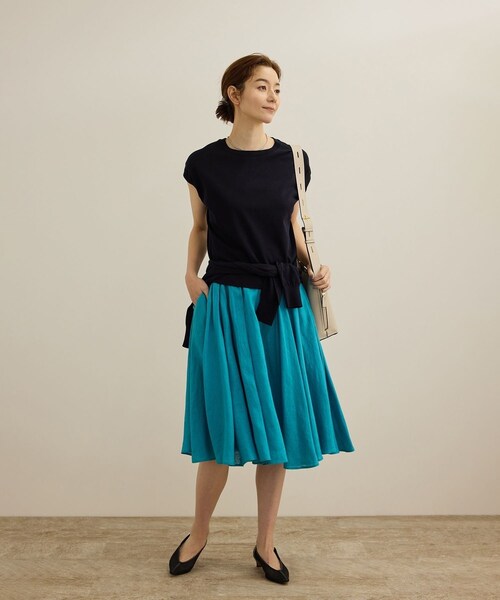 ROPE'（ロペ）の「【洗える】ヨーロピアンリネンフレアスカート/一部セットアップ対応（スカート・レディース・ホワイト/ベージュ/ターコイズ・36/38）」の17枚目の写真