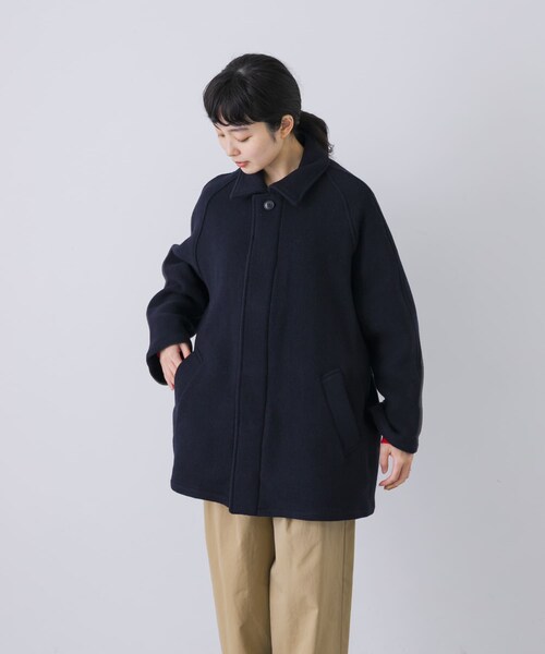 かぐれ（カグレ）の「Harrow Town Stores　BALMACAAN SHORT COAT（ステンカラーコート・レディース・NAVY・42）」の4枚目の写真