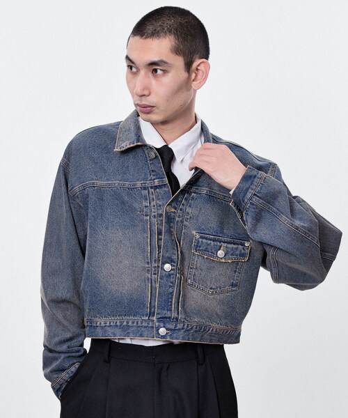 ADAM ET ROPE'(アダムエロペ)の「WASHED DENIM CROPPED JACKET(デニムジャケット・レディース・ブルー系・38/40/42)」の20枚目の写真