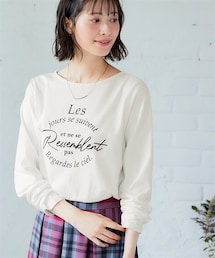 nissen | 綿１００％長袖プリントAラインチュニックTシャツ（ＵＶカット）(チュニック)