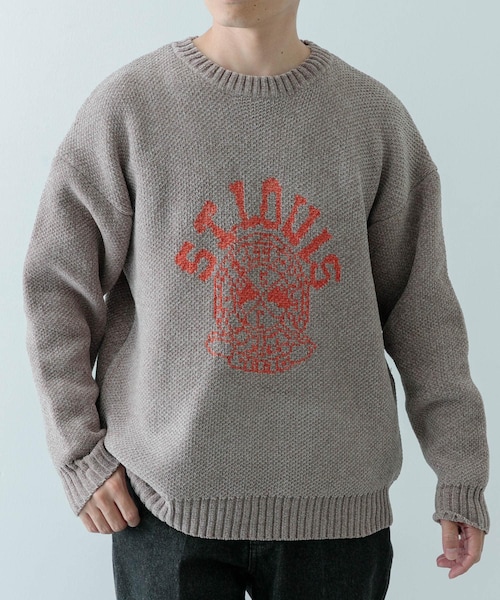 ITEMS URBANRESEARCH（アイテムズ アーバンリサーチ）の「カレッジロゴ モール クルーネック ニット（ニット/セーター・メンズ・NVY/BLK/BEG/MTD・M/L）」の2枚目の写真