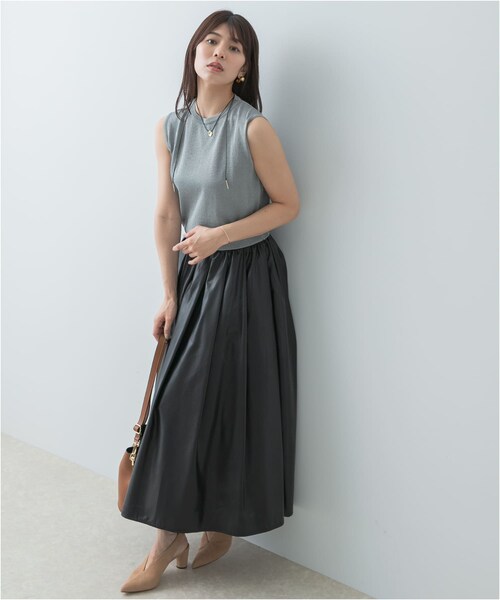 URBAN RESEARCH ROSSO（アーバンリサーチロッソ）の「F by ROSSO　タックボリュームスカート（スカート・レディース・BROWN/BLACK・36/38）」の10枚目の写真