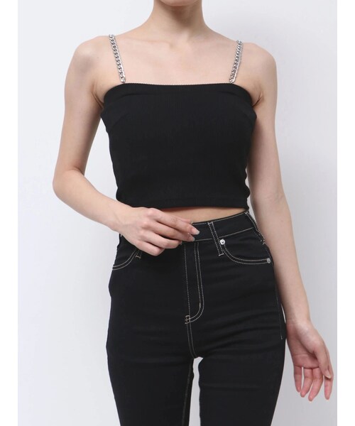 GYDA（ジェイダ）の「chainストラップテレコビスチェ（キャミソール・レディース・オフホワイト/ブラック/ピンク/ライトミックス/ミックス/ダークミックス・F）」の17枚目の写真