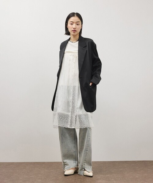 ADAM ET ROPE'（アダムエロペ）の「【サステナブル】レースワンピーススカート（スカート・レディース・ブラック/ホワイト・F）」の6枚目の写真