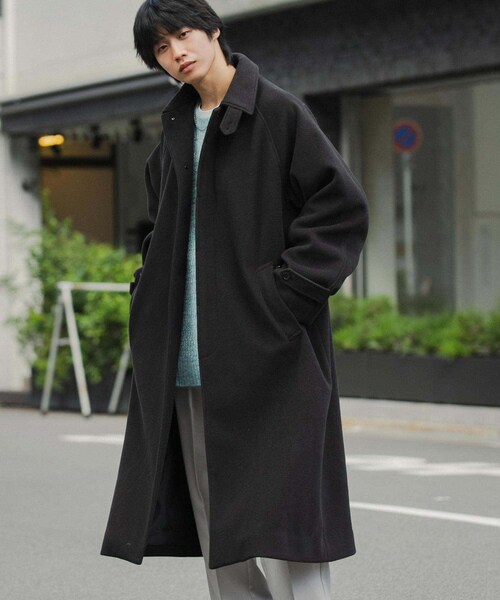 SENSE OF PLACE by URBAN RESEARCH(センスオブプレイスバイアーバンリサーチ)の「『ユニセックス』バルマカーンルーズコート(ステンカラーコート・メンズ・BLACK/D.BROWN/BLUE/BRN×BLK・M/L)」の14枚目の写真