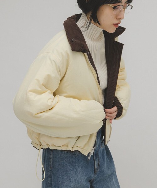 KBF（ケイビーエフ）の「リバーシブルパデッドジャケット（テーラードジャケット・レディース・IVO×IVO/BRN×CREAM/NAVY×BRN・one）」の21枚目の写真