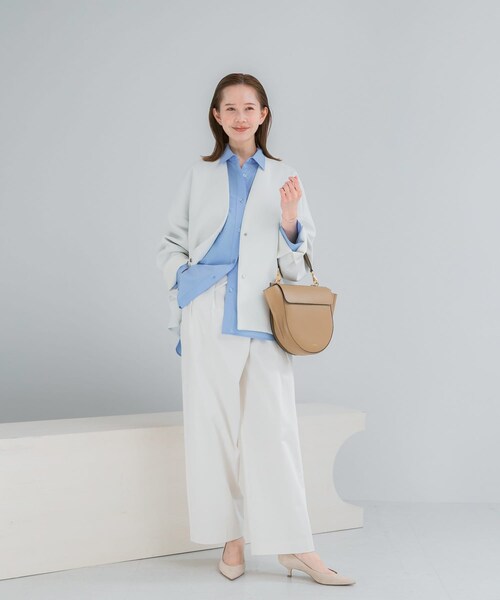 URBAN RESEARCH ROSSO（アーバンリサーチロッソ）の「『一部別注カラー』ELENDEEK　FORM SHORT COAT（ノーカラージャケット・レディース・別注O.WHT/別注NVY/MNT・Free）」の8枚目の写真