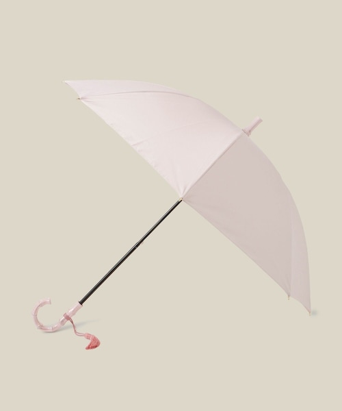 ROPE'（ロペ）の「【晴雨兼用・高機能】スライド式 ショートバンブーパラソル【UVカット/遮光・遮熱・防水効果】（長傘・レディース・ブラック/オフホワイト/ブルー系/ピンク系・F）」の7枚目の写真