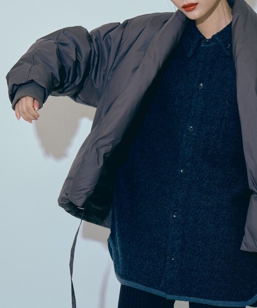 THE GOODLAND MARKET（ザグッドランドマーケット）の「FFM　TWEEDLIKE SHIRTS（カーディガン/ボレロ・レディース・Black/Beige・1/2）」の4枚目の写真