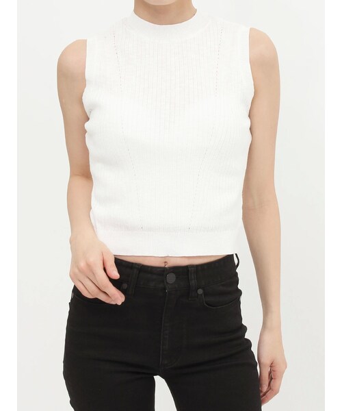 MURUA（ムルーア）の「ベーシックニットタンク（タンクトップ・レディース・ホワイト/ブラック/ピンク/アイスブルー・F）」の2枚目の写真