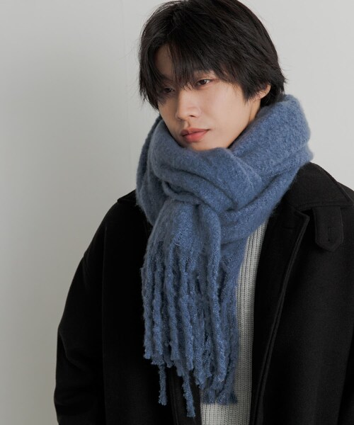 SENSE OF PLACE by URBAN RESEARCH(センスオブプレイスバイアーバンリサーチ)の「『ユニセックス』フリンジストール(ストール/ショール・メンズ・BLUE/BLACK/GRAY/GREIGE・one)」の12枚目の写真