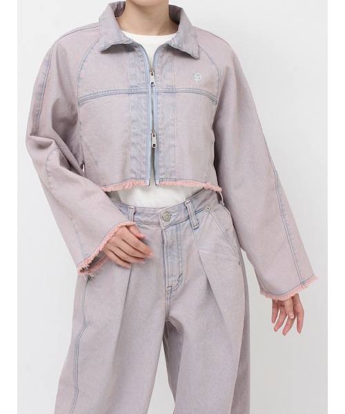 jouetie（ジュエティ）の「【something×PosTokyo】ZIP BLOUSON（デニムジャケット・レディース・ブラック/ピンク/ブルー・M）」の3枚目の写真