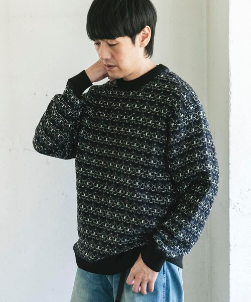 URBAN RESEARCH DOORS（アーバンリサーチドアーズ）の「ツイードライク ボーダーニット（ニット/セーター・メンズ・GRAY/BLACK/BROWN・M/L）」の10枚目の写真