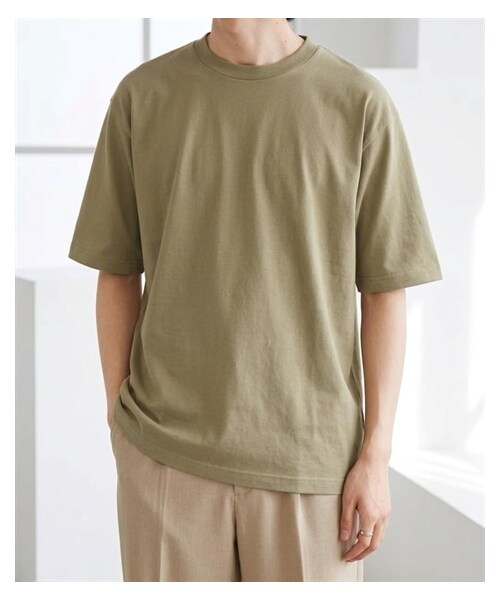 nissen（ニッセン）の「綿１００％無地クルーネック半袖Ｔシャツ（Tシャツ/カットソー・メンズ・ホワイト/デニム/チャコール/オートミール/ネイビー/ライトピンク/ライトパープル/シーブルー/ロイヤルブルー/フォレスト/アクア/ライトイエロー/オレンジ/レッド/バーガンディ/ブラック/ライトベージュ/サンドカーキ/キャメル/ダークブラウン/ダスティピンク/ダスティブルー/アーミーグリーン/セメント/サファリ/モスグレー/アシッドブルー・S/M/L/XL/XXL/XXXL/4XL/XXXXL/5XL）」の11枚目の写真