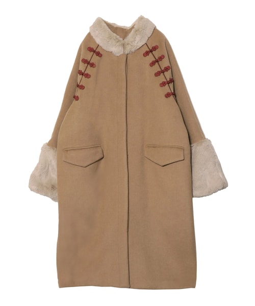 PAMEO POSE（パメオポーズ）の「Mandarin Cocoon Coat（その他アウター・レディース・ブラック/ブルー/ベージュ/カーキ・F）」の5枚目の写真