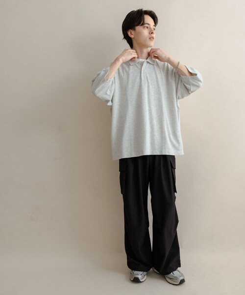 SENSE OF PLACE by URBAN RESEARCH（センスオブプレイスバイアーバンリサーチ）の「スラブカノコエクストラルーズポロシャツ（ポロシャツ・メンズ・BLACK/OATMEAL/BROWN・M/L）」の19枚目の写真