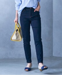 nissen | 大きいサイズ（吸汗速乾）ストレッチライトオンスデニム９分丈スキニーパンツ（選べる太もも）（選べる２レングス）(スウェットパンツ)
