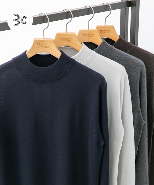 URBAN RESEARCH DOORS（アーバンリサーチドアーズ）の「LIFE STYLE TAILOR　マシンウォッシャブルハイゲージモックニット（シャツ/ブラウス・メンズ・IVORY/NAVY/杢CHARCOAL/杢BROWN・M/L）」の4枚目の写真