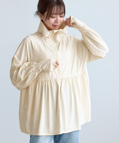 ROPE' PICNIC（ロペピクニック）の「【WEB限定カラー】絶対焼けたくないUVパーカー/UVカット・接触冷感（パーカー・レディース・ライトグレー/キナリ/ブルー系/ブラック/グレー系/ピンク・F）」の16枚目の写真