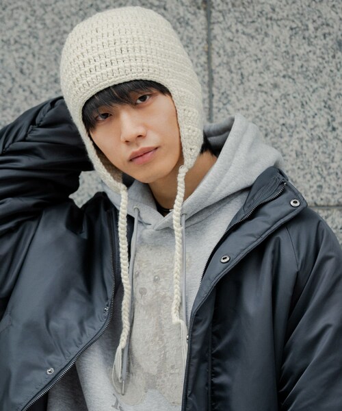 SENSE OF PLACE by URBAN RESEARCH(センスオブプレイスバイアーバンリサーチ)の「イヤーフラップニットキャップ(ニットキャップ/ビーニー・メンズ・IVORY/BLACK/GRAY・one)」の6枚目の写真