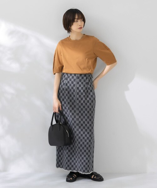 KBF（ケイビーエフ）の「チェッカーパターンデニムスカート（デニムスカート・レディース・BLUE/GRAY/BLACK・one）」の8枚目の写真