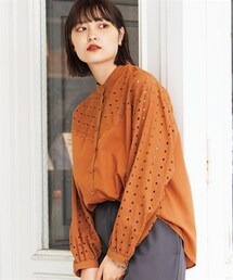 nissen | 大きいサイズアイレットレースシャツ(シャツ/ブラウス)