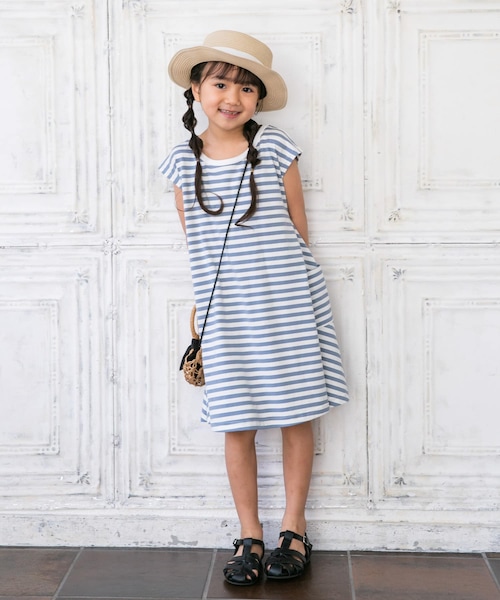 URBAN RESEARCH DOORS(アーバンリサーチドアーズ)の「ボーダーフレアワンピース(KIDS)(ワンピース・キッズ・BLUE/PURPLE・105/120/135)」の1枚目の写真