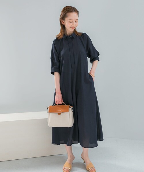URBAN RESEARCH ROSSO（アーバンリサーチロッソ）の「『WEB限定』イージーリネンシャツワンピース（ワンピース・レディース・BRN/ST/NAVY/BRN/ST-1・Free）」の18枚目の写真