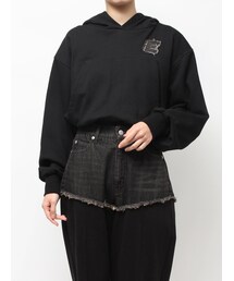 デニムワンポイントバルーンショートフーディ【セットアップ着用可能】