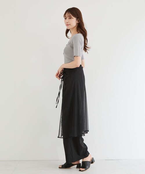 Jayro(ジャイロ)の「チュールラップスカート付タックワイドパンツ(スラックス・レディース・ブラック/グレー・M)」の10枚目の写真