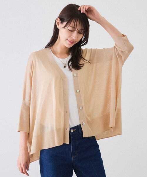 Jayro(ジャイロ)の「UVサラサラボックスシルエット前後差カーディガン(カーディガン/ボレロ・レディース・ブラック/ブラック系/ホワイト/ベージュ/ブルー/ピンク/キャメル/オレンジ・F)」の4枚目の写真