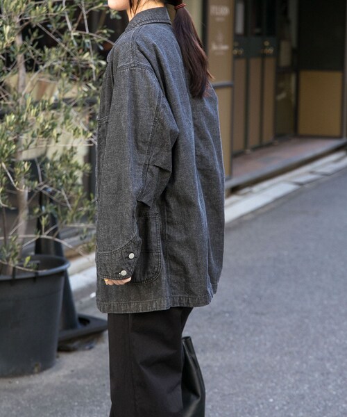URBAN RESEARCH DOORS(アーバンリサーチドアーズ)の「FORK&SPOON 綿麻デニムカバーオール(カバーオール・レディース・BLACK/ONEWASH・1)」の14枚目の写真