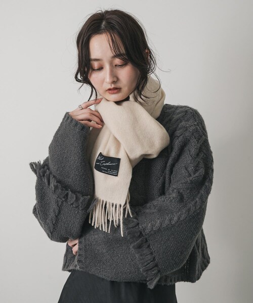 SENSE OF PLACE by URBAN RESEARCH（センスオブプレイスバイアーバンリサーチ）の「カシミヤミックスウールストール（マフラー・レディース・BLACK/IVORY/MOCHA・one）」の21枚目の写真