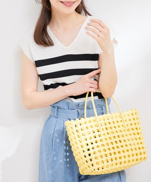 VIS（ビス）の「ハンドメイドメッシュカゴバッグ（かごバッグ・レディース・ベージュ系/イエロー系/その他・F）」の10枚目の写真